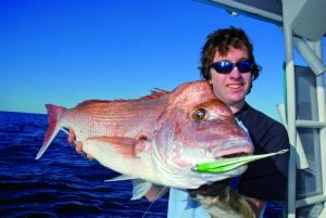 Troy Jansen and Dan Kent, who along with skipper Dean Candy took turns on 24kg stand-up gear to land this 153.5kg SBT over the 4.5 hour fight.